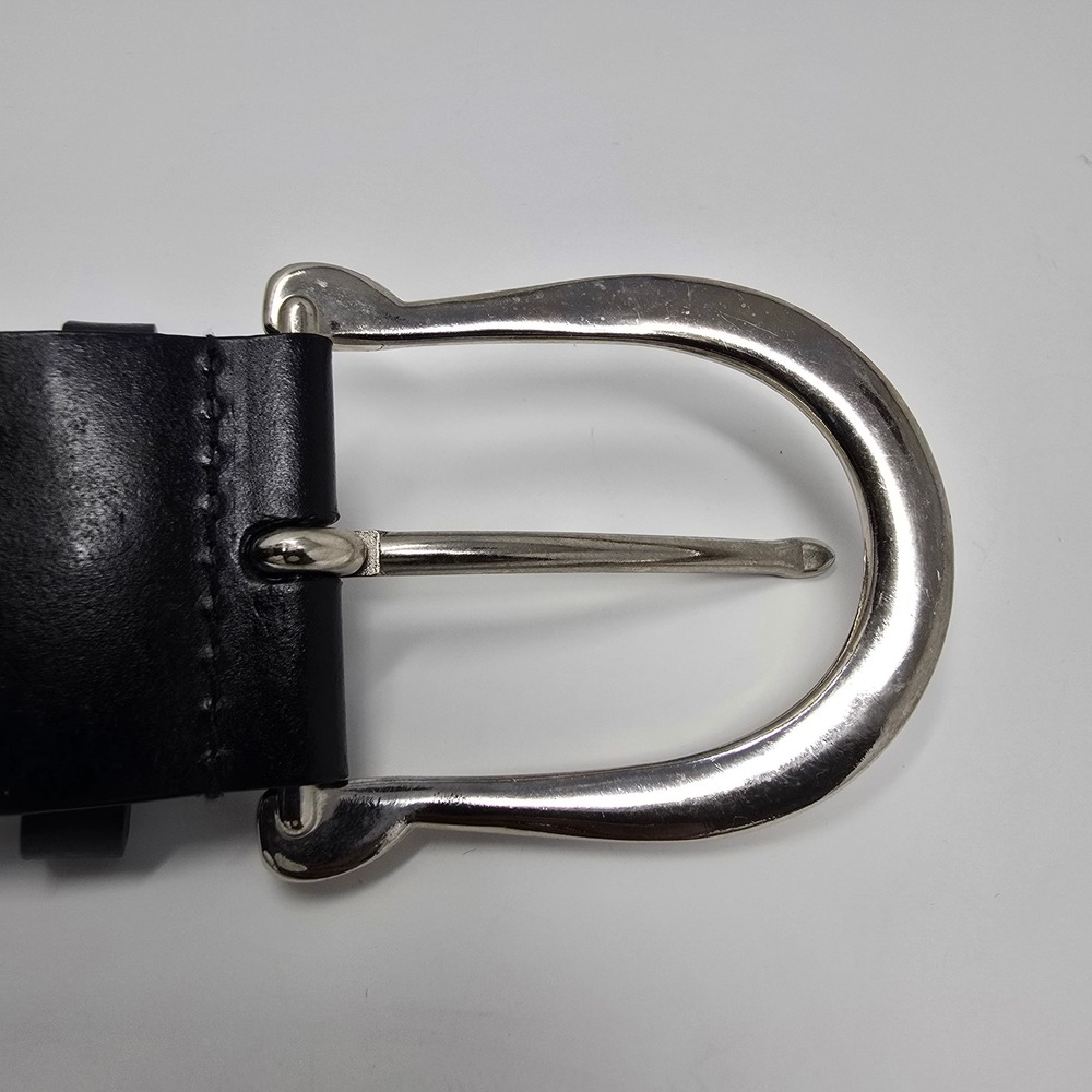 Michael Kors Black Woven Braided Leather Belt Silver Buckle 553633 Medium READ - Picture 11 of 14